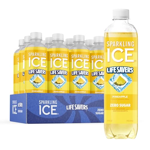 Sparkling Ice LIFESAVERS Pineapple, Zero Sugar Flavored Sparkling Water, with Vitamins and Antioxidants, Low Calorie Beverage, 17 fl oz Bottles (Pack of 12)