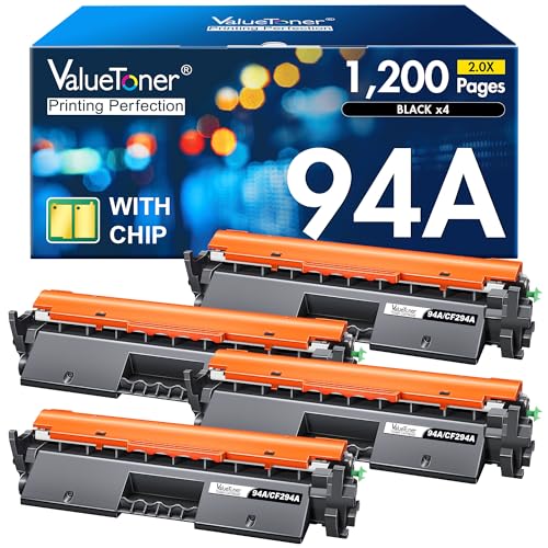 Valuetoner Compatible Toner Cartridge Replacement for HP 94A Toner Cartridge Black CF294A to use with LaserJet Pro MFP M148dw, M148fdw, M118dw, M149fdw, LaserJet M148, M118, M149(Black, 4 Pack)