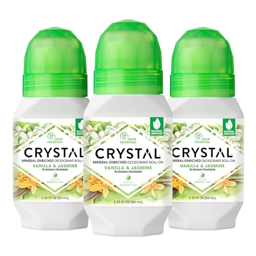 Crystal Mineral Deodorant Roll-On, 6.75 oz., 3 Pack, Vanilla & Jasmine
