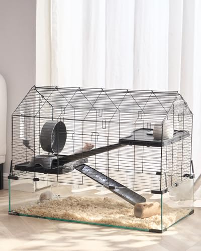 VEVOR Hamster Cage, 360° Viewing Transparent Hamster Habitats, Small Animal Cage, 29.5 x 17.3 x 24 in, Ventilated Pet Mouse Cages with Water Bottle, Portable Hamster House for Rats, Guinea Pigs