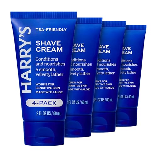 Harry's Shaving Cream for Men with Aloe and Eucalyptus - (4 Pack) 2 oz - Conditions Skin and Softens Facial Hair - TSA Approved Travel Essentials - Safe for Sensitive Skin