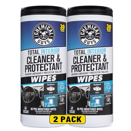 Chemical Guys Canister Wipes - Total Interior Cleaner & Protectant, Great For Cars, Trucks, SUVs, RVs, & More (60 Ct)