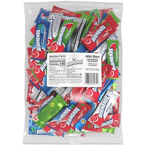 Airheads Mini Bars, Six Assorted Fruit Flavors, Easter Candy, Easter Basket Essentials Stuffers for Kids and Adults, Individually Wrapped Taffy, 5 Pound Bag