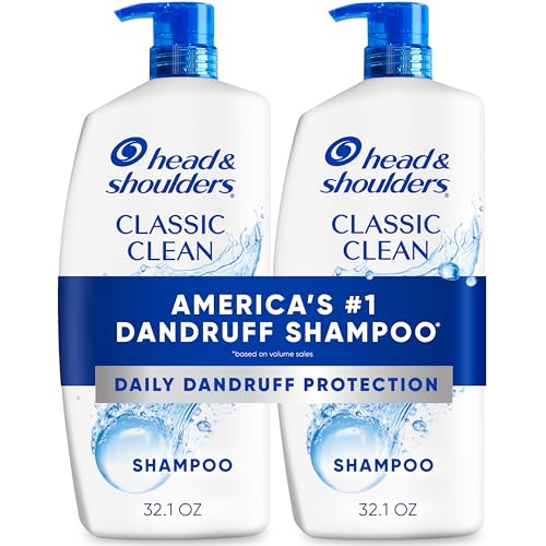 Head & Shoulders Anti-Dandruff Shampoo with 1% Pyrithione Zinc, Classic Clean Shampoo Twin Pack, Daily Use, Flake Control, Scalp Care, Color-Safe, Deep Clean, 32.1 fl oz Each