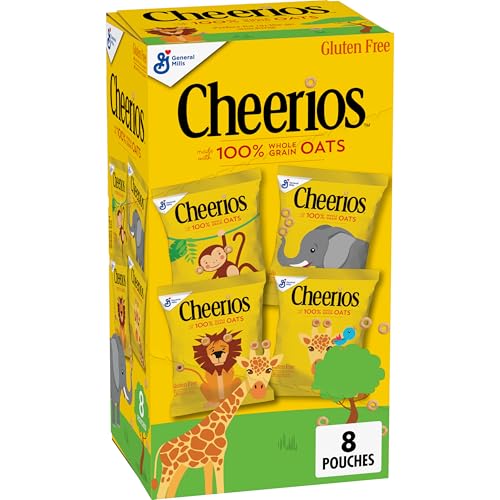 Cheerios Cereal Pouches, Whole Grain Oats, Gluten Free, 8 Pouches, 7.36 oz