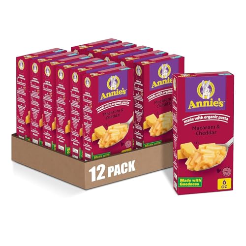 Annie's Macaroni and Cheddar, Reduced Sodium, Made with Organic Pasta, 6 oz (Pack of 12)