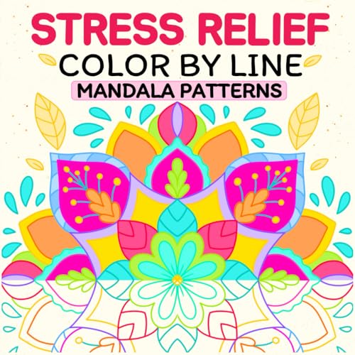 Color By Line – Relaxing Mandala Patterns Coloring Book | A creative Twist on Color By Numbers For Adults | Featuring Vivid Colored Outlines for Relaxation & Stress Relief