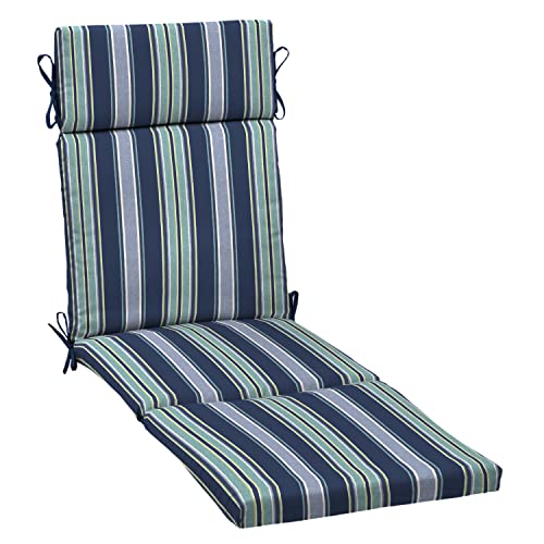 Arden Outdoor Chaise Cushion, 21 in x 72 in, Weather-Proof, Rain-Proof, Fade Resistant Patio Cushion for Chaise Lounger Sapphire Aurora Blue Stripe