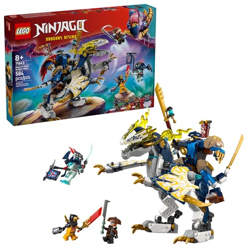 LEGO NINJAGO Rogue’s Mech Dragon Rider Building Toy - Dragons Rising Play Set & 4 Ninja Toy Minifigures for Boys & Girls, Ages 8+ - 2 Ways to Build & Play - Gift Idea for Birthdays - 71843