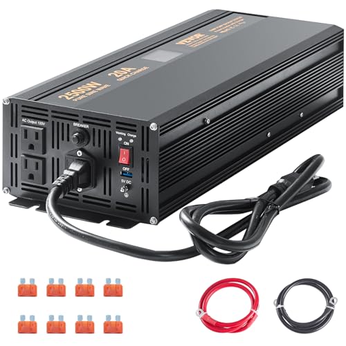 VEVOR 2500W Sump Pump Battery Backup with LCD, Automatically Shifts to Inverter Power Ensuring Uninterrupted Operation, Essential for Emergencies & Power Failures