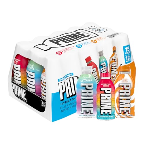 PRIME HYDRATION Variety, Dragonfruit Fusion, Orange Swirl, & Future Freeze Sports Drinks, Electrolyte Enhanced to Replenish Fluids, Zero Added Sugar, B Vitamins, Antioxidants, 12 Fl Oz, 15 Pack