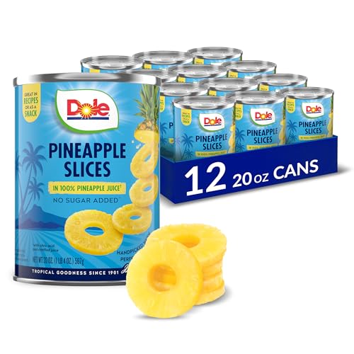 Dole Pineapple Slices in 100% Pineapple Juice with No Sugar Added - Dole Canned Fruit - 20 oz Cans - 12 Pack