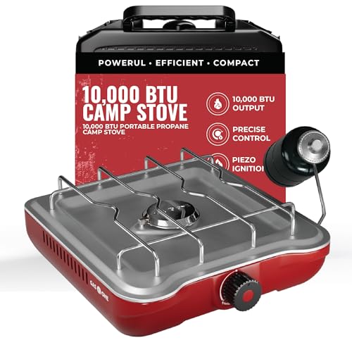 GasOne Single Propane Burner Camp Stove – 10,000BTU Portable Stove Propane Grill with Removable Cooking Grid – Large Easy to Use Knob – Carry Case Included