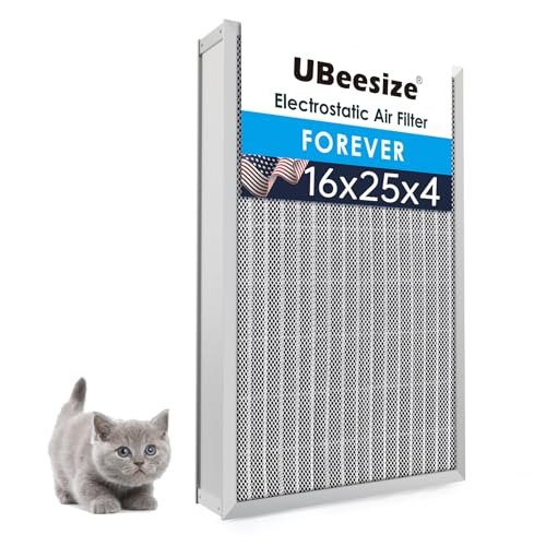 UBeesize 16x25x4 Reusable Electrostatic Air Filter HVAC AC Furnace Filter,Washable, Lasts a Lifetime,Permanent Air Filter,Breathe Fresher,Home And Office(Actual Size:15.35x24.37x3.58Inch)