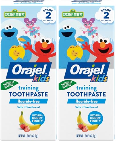 Orajel Kids Toothpaste, Fluoride-Free, Elmo | Training Toothpaste | Pediatrician Recommended | 1.5oz Tube | Pack of 2