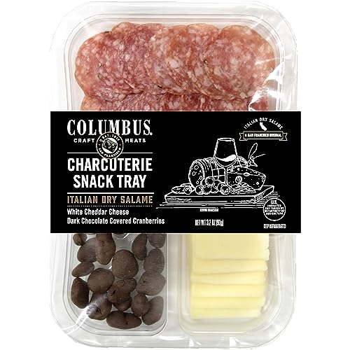 COLUMBUS Italian Dry Salame Snack Tray, Protein Snacks, Meat and Cheese Snack Packs, 3.2 Oz Pack