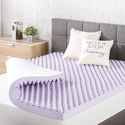 Best Price Mattress 3 Inch Egg Crate Memory Foam Mattress Topper with Soothing Lavender Infusion, CertiPUR-US Certified, Dorm Essentials, Short Queen