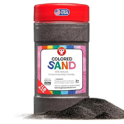 Hygloss Colored Sand for Crafts – 1 lb Bottle, Black – Vibrant Colorful Fine Sensory Play Sand Art Kits for Kids – Classroom Activities for Children 3 4 5 6 7 8 9 10 11 12 – Safe for Ages 3+