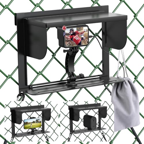 LC-dolida Foldable Phone Fence Mount with Sunshade – Ultra-Thin Portable All-in-One Kit for iPhone, GoPro, Mevo, Insta360 & Action Cameras – Stable Hands for Baseball, Football & Soccer Games
