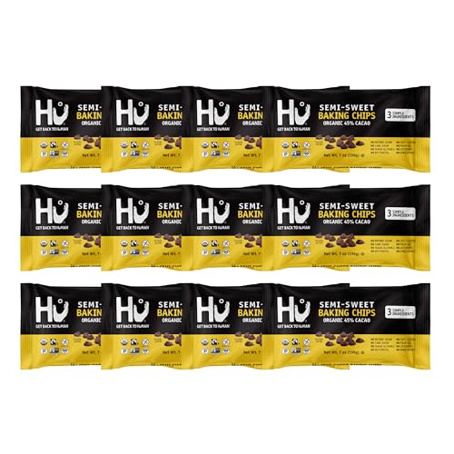 Hu Semi-Sweet Chocolate Chips for Baking, Organic 45% Cacao, 7oz (12 Pack)