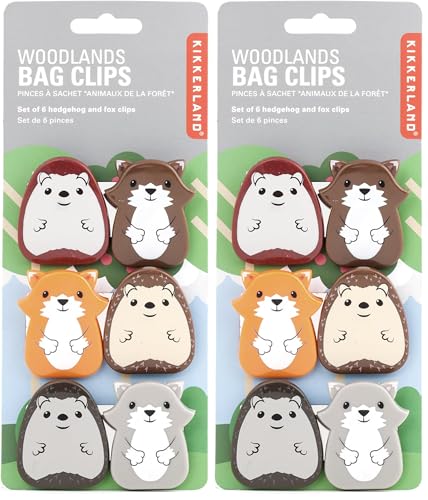 Kikkerland Woodlands Bag Clip, Set of 6 (Pack of 2)