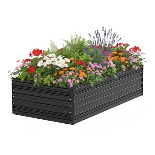 WORKPRO 7.5x4x2ft Outdoor Galvanized Raised Garden Bed, Rust-Resistant Planter Raised Beds for Vegetable, Flowers, Herbs, Black