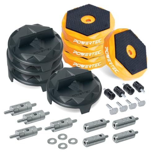 POWERTEC 72348 Bench Dog Puck Kit, Includes Finishing Bridges, Connectors, and Riser with Washers - Protect Workpiece from Scratches, Ideal for Sanding, Routing, Finishing & Painting
