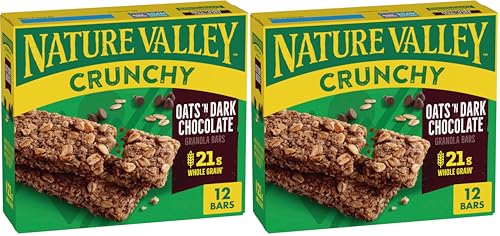 Nature Valley Crunchy Granola Bars, Oats 'n Dark Chocolate, 12 Bars, 8.94 OZ (6 Pouches) (Pack of 2)