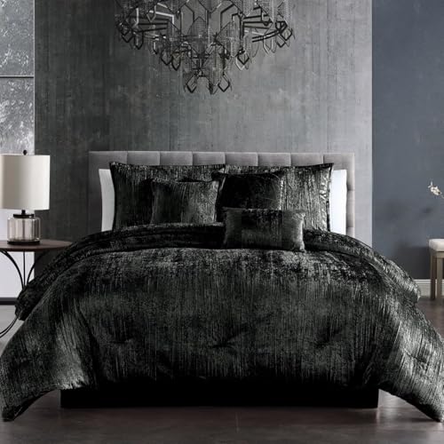 Riverbrook Home Turin Comforter Set, Queen, Black, 7-Piece Set