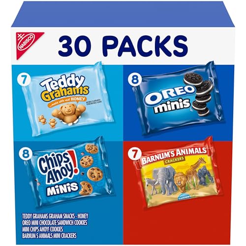 Nabisco, Team Favorites Variety Pack, Oreo Mini, Chips Ahoy! Mini, Teddy Grahams Honey and Barnum's Animal Crackers, 30 Snack Packs