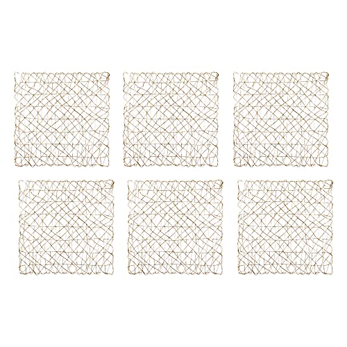 DII Woven Paper Tabletop Collection Holiday or Event Decor, Square Placemat Set, 16x16, Gold, 6, Piece