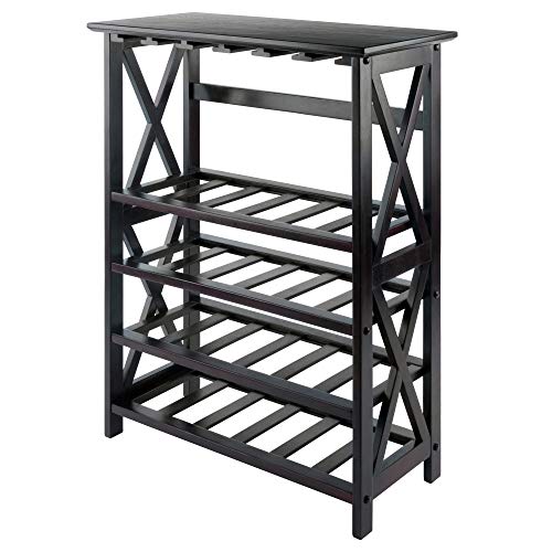 Winsome Rio Wine Rack, 24-Bottle, Glass Hanger