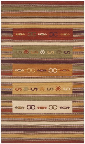SAFAVIEH Kilim Collection Accent Rug - 4' x 6', Burgundy & Multi, Handmade Southwestern Tribal Wool, Ideal for High Traffic Areas in Entryway, Living Room, Bedroom (NVK178A)