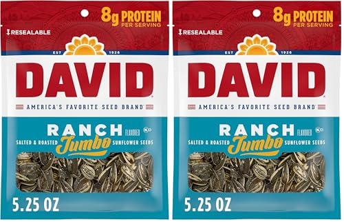 DAVID SEEDS Roasted and Salted Ranch Jumbo Sunflower Seeds, 5.25 oz (Pack of 2)