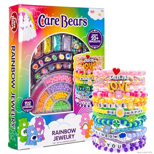 Horizon Group USA Care Bears Rainbow Jewelry Kit: Make 20+ Bracelets with Charms & Beads, Age 6-8, Unisex, Multi-Color, Non-Foldable