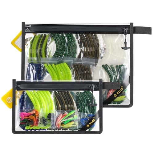 CVLIFE 2-Pack Soft Plastic Tackle Storage Bag, Water-Resistant Fishing Bait Storage Bag with Webbing Handle & Removable ID Card, Fits 3600 and 3700 Tackle Boxes, Saltwater Lure Gear Storage