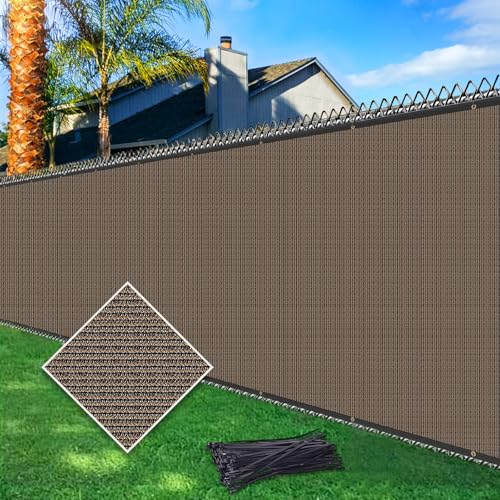 Cisvio 6ftx50ft Fence Privacy Screen Heavy Duty 170 GSM Windscreen & Dustproof Fabric Privacy Screen Covering Mesh Fencing for Outdoor Patio, Balcony, Pool Deck, Brown