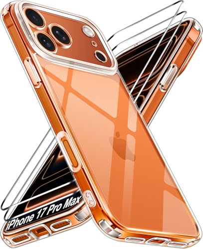 ivoler 3-in-1 Clear Case Designed for iPhone 17 Pro Max 6.9'' 2025 with 2 Pack Tempered Glass Screen Protector, Military Shockproof Hard Back Slim for 17 Pro Max Cover - Clear