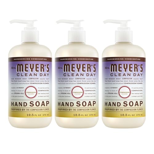 MRS. MEYER'S CLEAN DAY Hand Soap, Compassion Flower Scent, 12.5 Fl Oz Bottle - 3 Pack