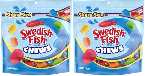 SWEDISH FISH Chews Soft & Chewy Candy, Share Size, 8.12 oz (Pack of 2)