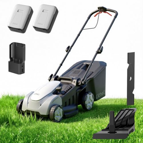 Litheli 16″ Cordless Mower, 40V Brushless Push Mower, 6 Heights (25-75mm), 50L Bag & Mulching, Quiet & Lightweight, 2×5.0Ah Batteries & Charger Included