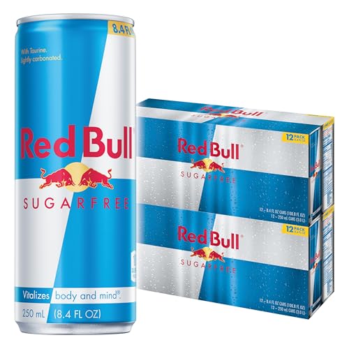 Red Bull Sugar Free Energy Drink with 80mg Caffeine plus Taurine & B Vitamins, 8.4 Fl Oz, 2 Packs of 12 Cans (Pack of 24)