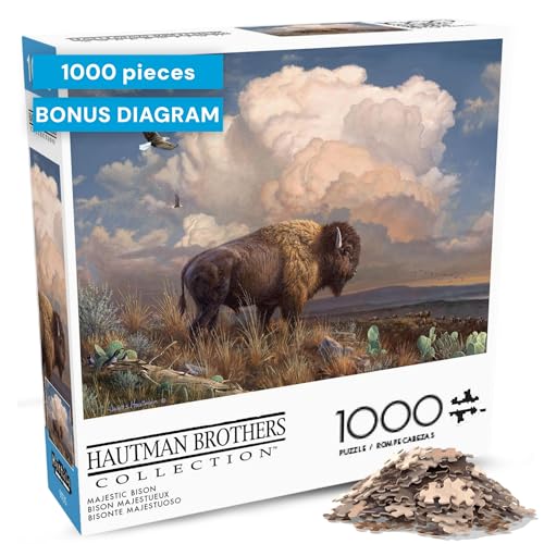Buffalo Games – Hautman Brothers Majestic Bison 1000 Piece Jigsaw Puzzle for Adults, Western Wildlife Landscape