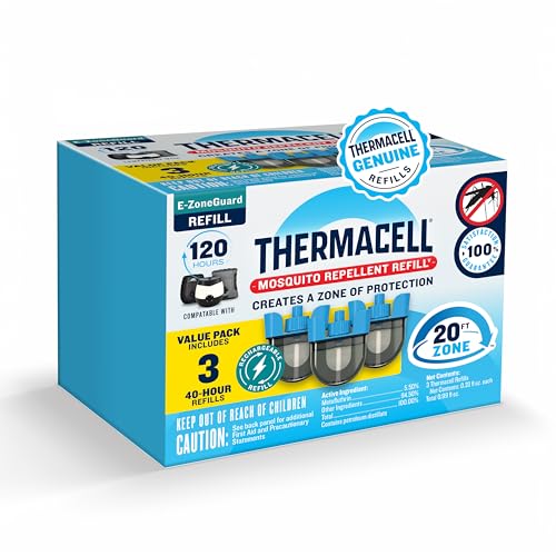 Thermacell E-ZoneGuard Mosquito Repellent Refill with 20-Foot Zone of Scientifically Proven Outdoor Protection; Rechargeable; 120-Hr Refill; Bug Spray Alternative; Scent Free; DEET-Free