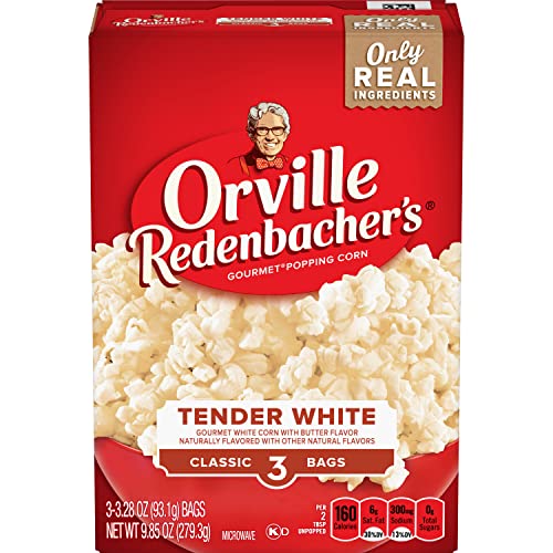 Orville Redenbacher’s Microwave Popcorn, White Popcorn, 3g Fiber Per Serving, 3.28 oz., 3-Count (12 Boxes)