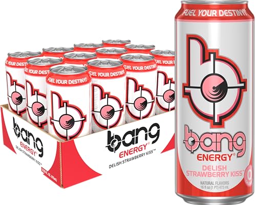 Bang Energy Delish Strawberry Kiss, Sugar-Free Energy Drink, 16 Fl Oz