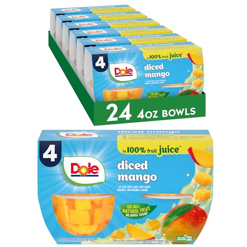 Dole Diced Mango in 100% Fruit Juice - Dole Fruit Bowls - 4 oz Bowls - 24 Pack
