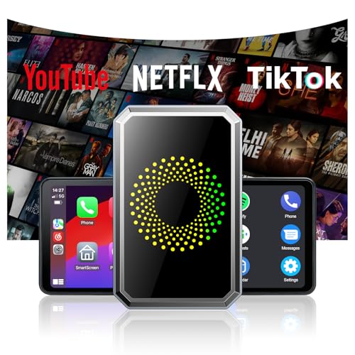TOGUARDGO 3-in-1 Wireless Carplay Adapter Magic AI Box with YouTube TikTok APPs Upgrade Wired Car Play to Wireless Support USB Drive for iPhone 10+ and Android 13+