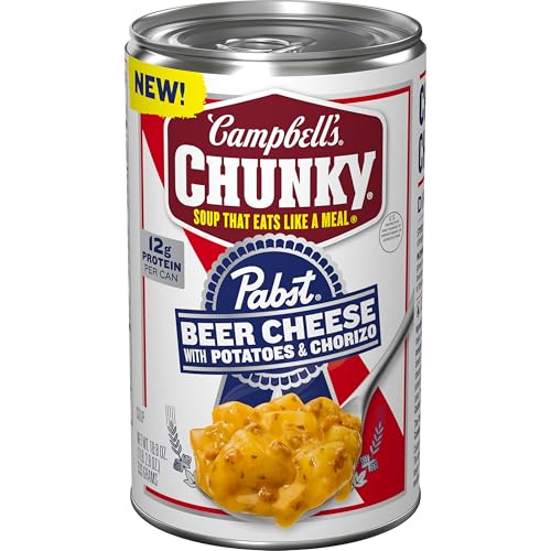 Campbell’s Chunky x Pabst Blue Ribbon Beer Cheese with Potatoes & Chorizo Soup, 18.8 oz Can