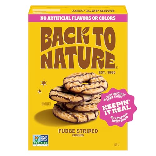 Back to Nature Fudge Striped Cookies, Plant-Based, Non-GMO, Made with Wheat Flour, Snack Happy, 7.7 oz Box